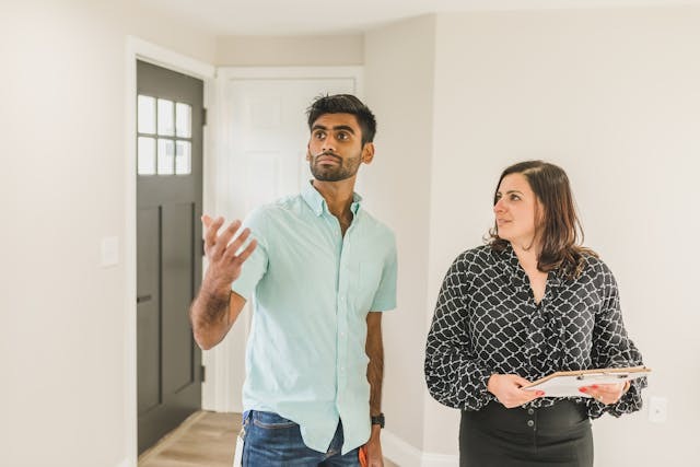 two people inspecting a rental