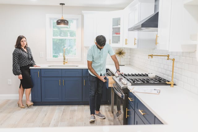 a landlord and tenant conducting a walk through inspection