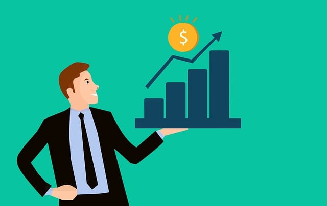 animation of a person holding a graph thats increasing