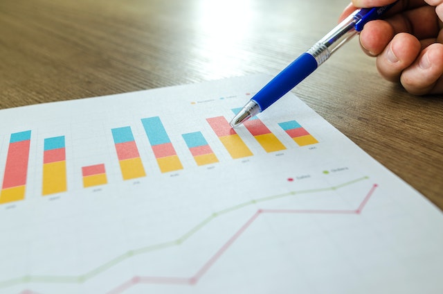 blue pen pointing to section of a bar graph