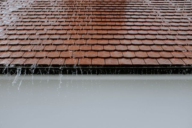  roof tiles with rainwater 